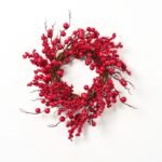 Waterproof Christmas Red Big Berry Mini Wreath or Holiday Candle Ring Centerpiece - Image 2