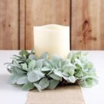 Mint Green Fuzzy Lamb's Ear Mini Wreath or Candle Wreath Centerpiece - Image 2