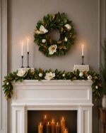 Real Touch White Magnolia Flower & Leaf All Seasons Garland Table Runner - Image 3
