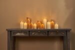 Moving Flameless LED Amber Glass Pillar Candles with Remote- Set of 6 - Image 3