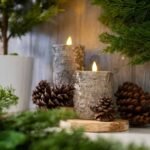 Moving Flameless LED White Faux Birch Pillar Candles with Remote - Set of 3 - Image 2