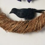 Natural Grapevine Twig Wreath with Purple Halloween Bow & Faux Black Crow - Image 3