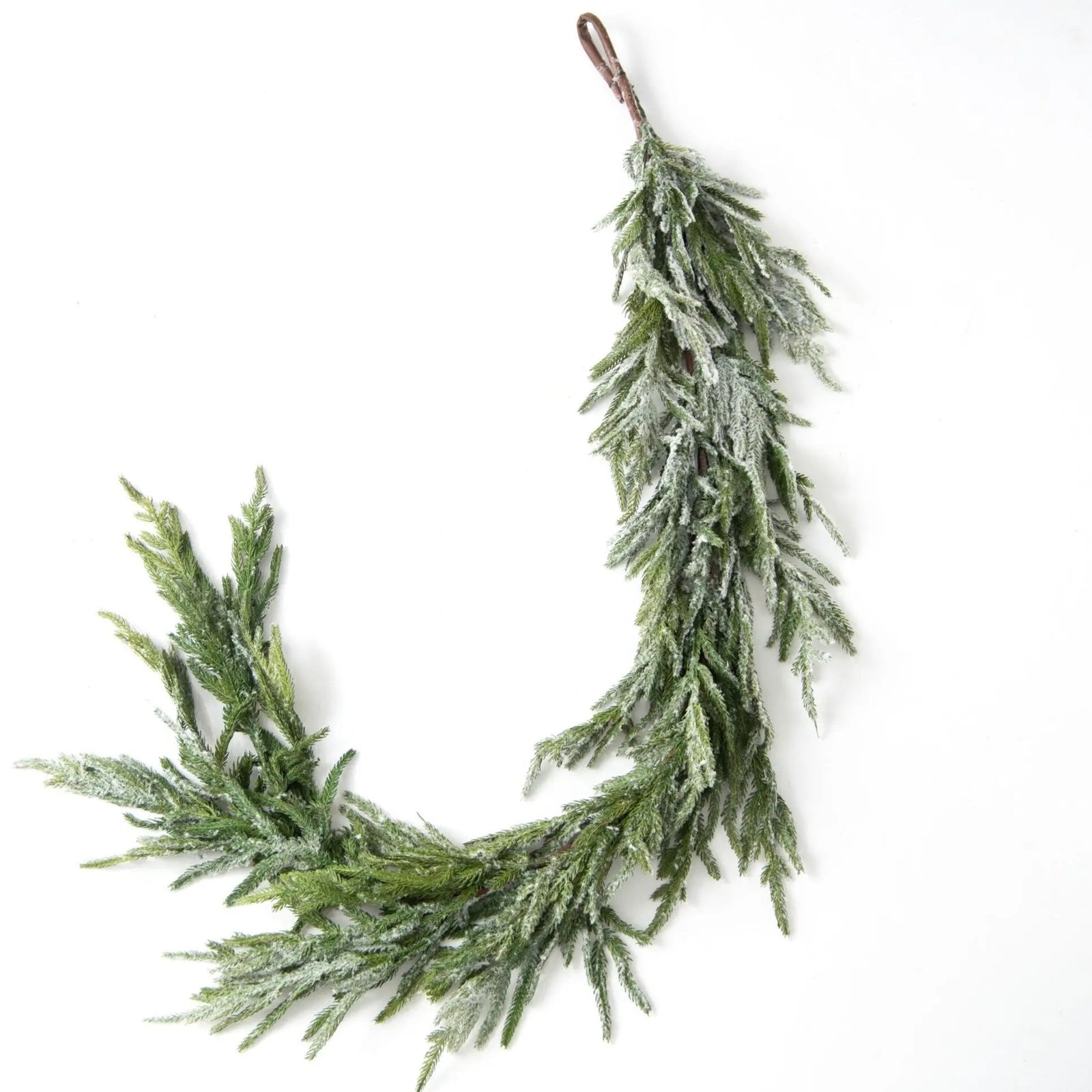 NorfolkCollection-RealTouchFlockedNorfolkPineChristmasHolidayFrontDoorGarlandTableRunnerGAR1099 Norfolk Collection - Real Touch Snow Flocked Norfolk Pine Christmas Holiday Front Door Garland Table Runner - Image 1