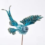 Blue Velvet Holiday Hummingbird with Gold Metallic Glitter Detailing Christmas Ornament on Pick - Image 2