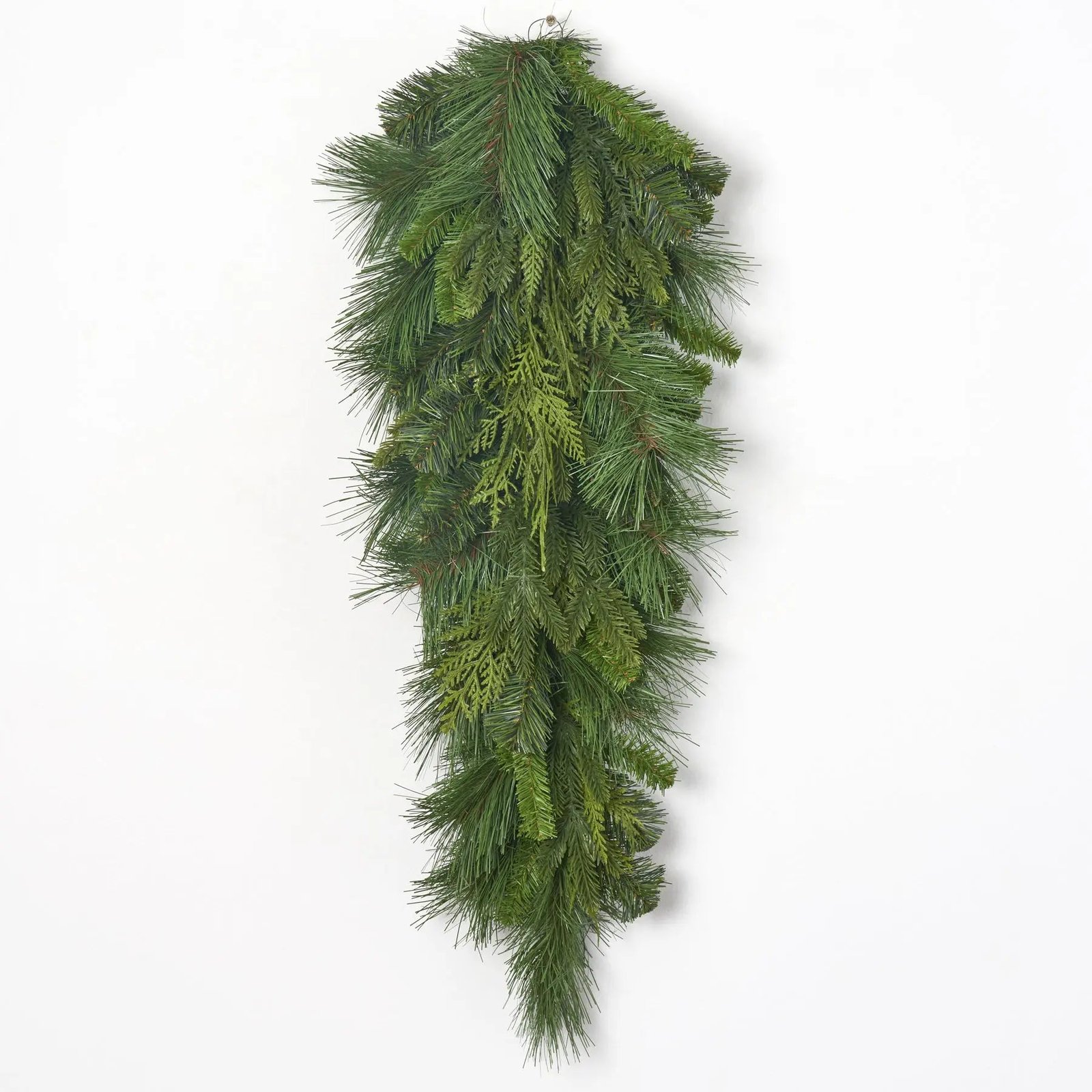 OUTDOO_2 Outdoor UV Protected Bristle Pine Evergreen Teardrop Swag Base Hanging Decor - Image 1
