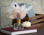 Ombre Pampas Grass Arrangement in Glass Bud Vase with Antiqued Gold Rim - 2 Size Options - Image 2