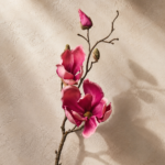 Fuchsia Magnolia Blossom & Bud Multiple Blooming Branch Stem Spray - 19