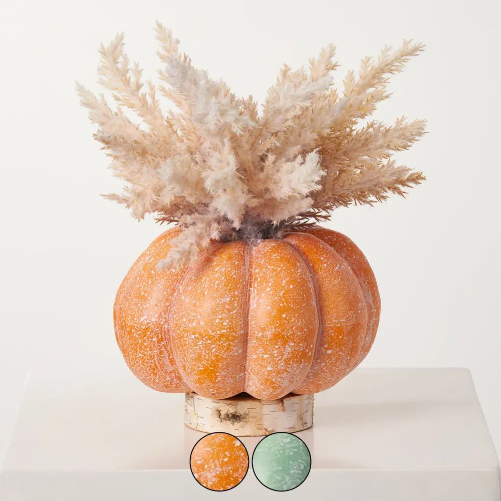 PampasGrassPumpkinCenterpieceonBirchDiscFallFloralDecorArrangement-AvailableIn2Colors Pampas Grass Pumpkin Centerpiece on Birch Disc Fall Floral Decor Arrangement - Available In 2 Colors - Image 1