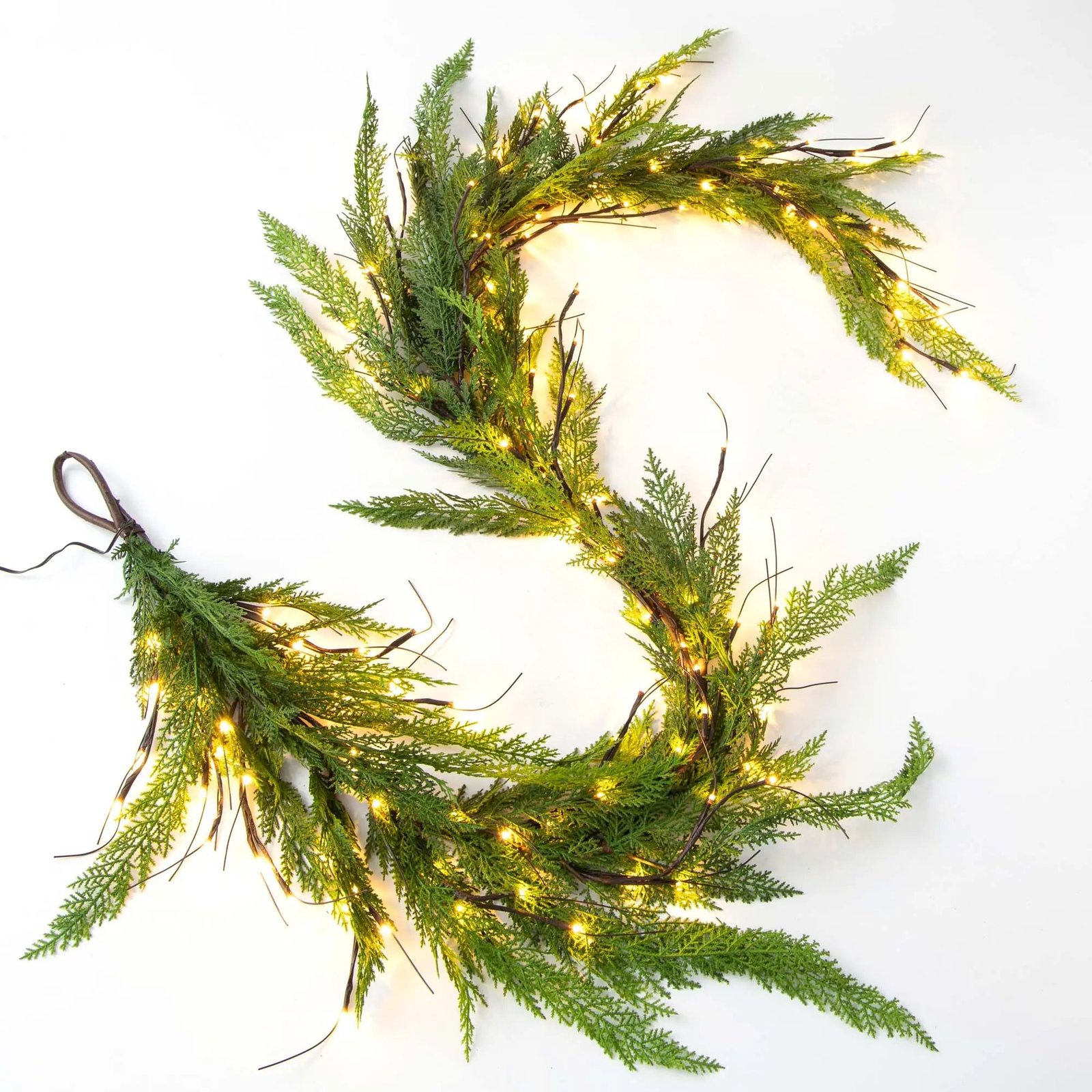 REALTO_2 Pre-lit Real Touch Lebanon Cedar Winter Christmas Mantle Garland Table Runner - Pre-Lit Option Available - Image 1