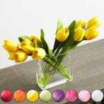 Real Touch Tulip Spring Floral Arrangement in Glass Rectangle Vase - 5 Color Options Available