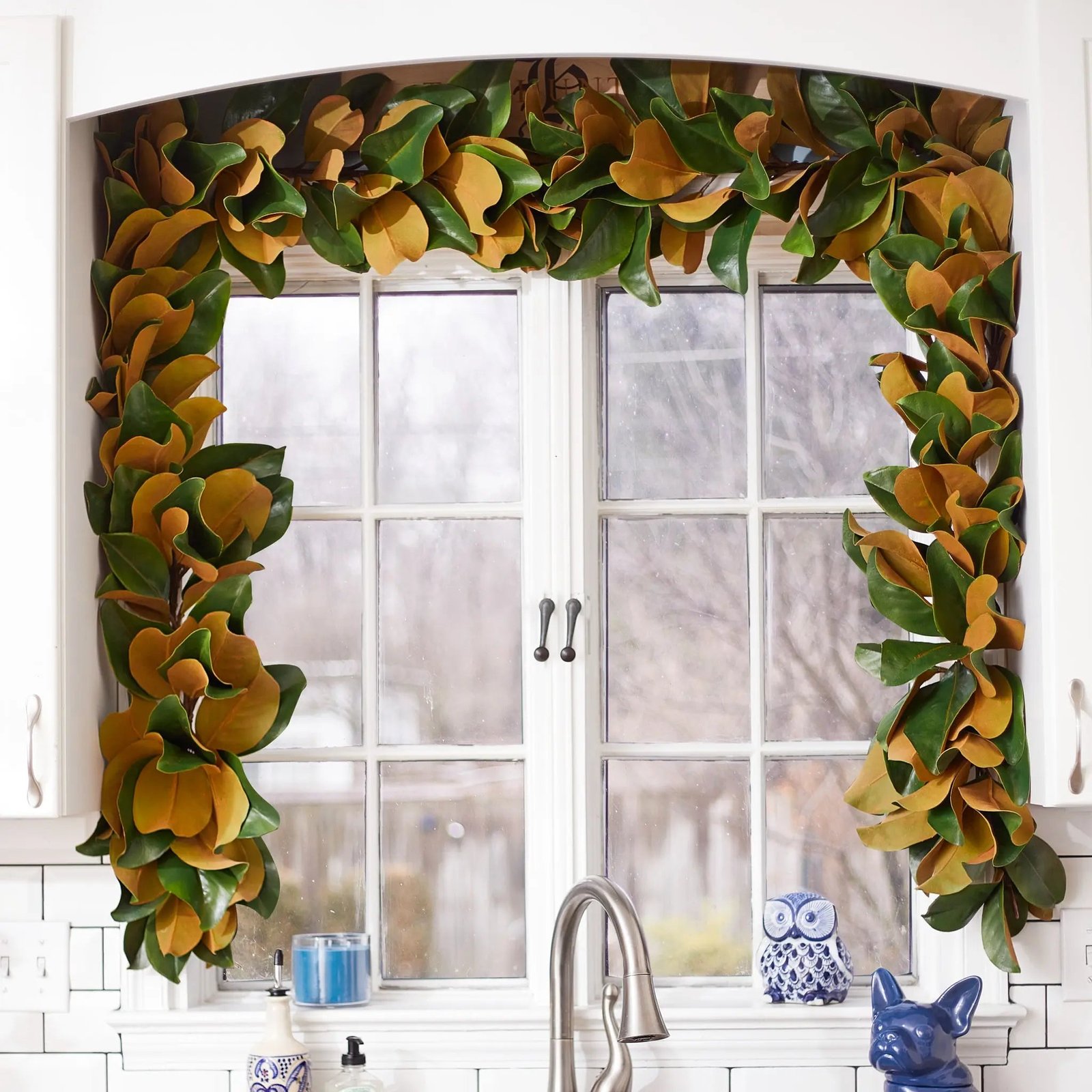 Real_Touch_Magnolia_Leaf_All_Seasons_Outdoor_Hanging_Front_Door_Garland_or_Table_Runner_1 Real Touch Magnolia Leaf All Seasons Outdoor Hanging Front Door Garland or Table Runner - Image 1
