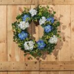 Blue & White Hydrangea, English Ivy & Berry Everyday Spring Front Door Wreath - Image 3