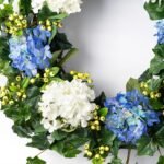 Blue & White Hydrangea, English Ivy & Berry Everyday Spring Front Door Wreath - Image 2