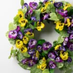 Pansy Perfection - Mixed Yellow & Purple Pansy Spring Summer Front Door Wreath - Image 2