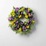 Pansy Perfection - Mixed Yellow & Purple Pansy Spring Summer Front Door Wreath - Image 4