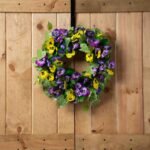 Pansy Perfection - Mixed Yellow & Purple Pansy Spring Summer Front Door Wreath - Image 3