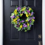 Pansy Perfection - Mixed Yellow & Purple Pansy Spring Summer Front Door Wreath