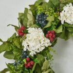 Williamsburg Style Americana Fruit Wreath with Hydrangea, Raspberry & Blueberry Summer Front Door Wreath - Image 3