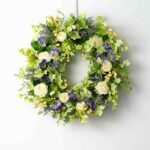 Purple Lavender Pansy, Cream Camellia & Gooseberry Spring Ivy Front Door Wreath - Image 4