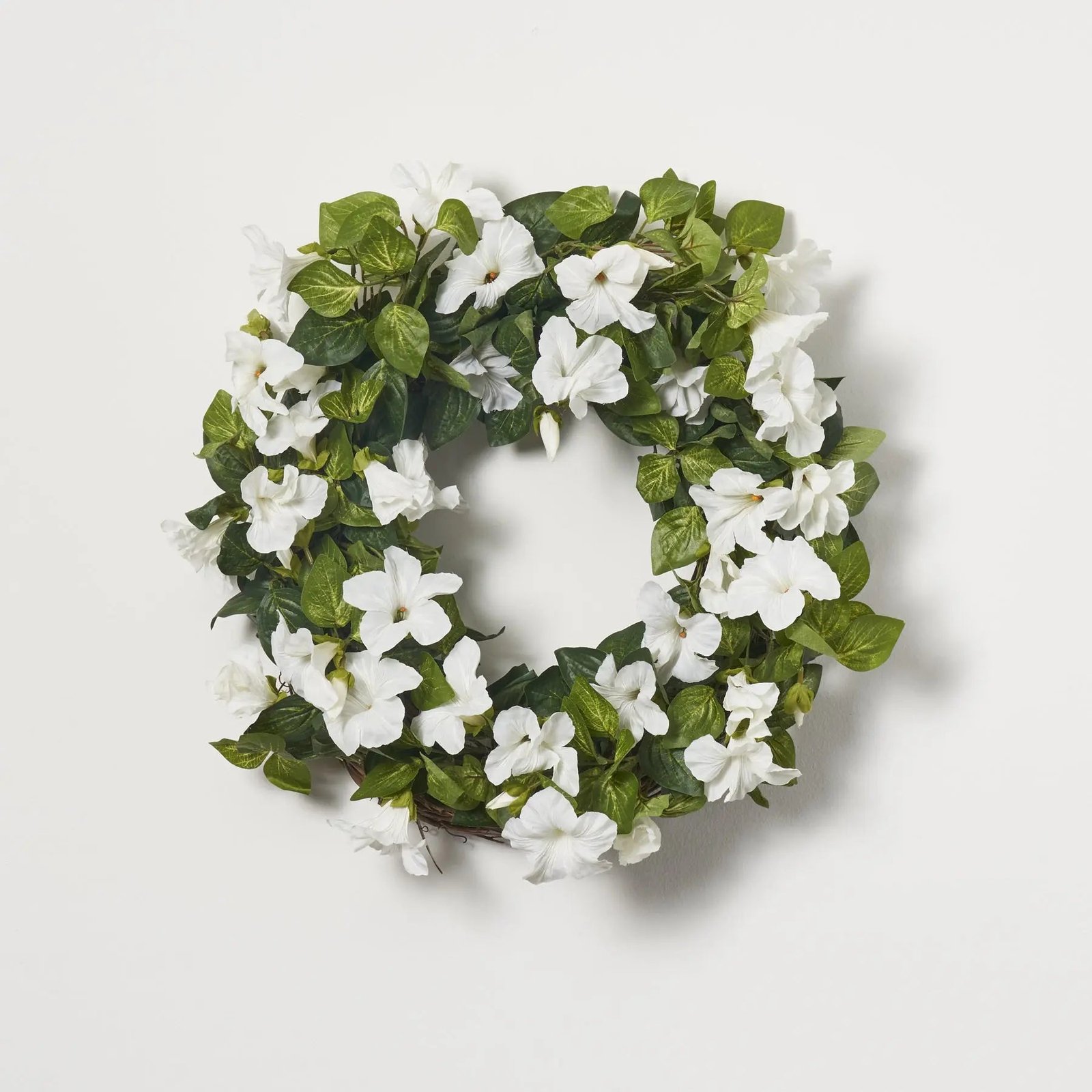 SW1293CascadesofBloomingPetuniaFauxFloralSprin Cascades of Blooming White Petunia Faux Floral Spring Summer Front Door Wreath - Image 1