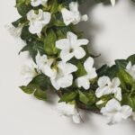 Cascades of Blooming White Petunia Faux Floral Spring Summer Front Door Wreath - Image 2