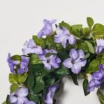 Cascades of Blooming Purple Petunia Faux Floral Spring Summer Front Door Wreath - Image 2
