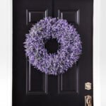 Lifelike Faux Garden Lavender Spring Summer Purple Front Door UV-Protected Outdoor Wreath