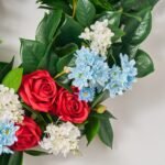 Miss Americana - Red Rose, White Lilac & Blue Daisy Patriotic Front Door Summer Wreath - Image 2