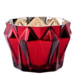 Christmas Red & Gold Geometric Gem Stone Ruby Flower Bowl Vase Planter Pot