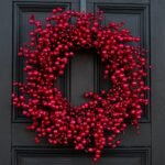 Waterproof Red Berry Front Door Christmas Holiday Front Door Wreath